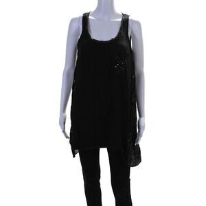 4 Love And Liberty Womens Sequined Trim Sleeveless Dress Black Cotton Size Small